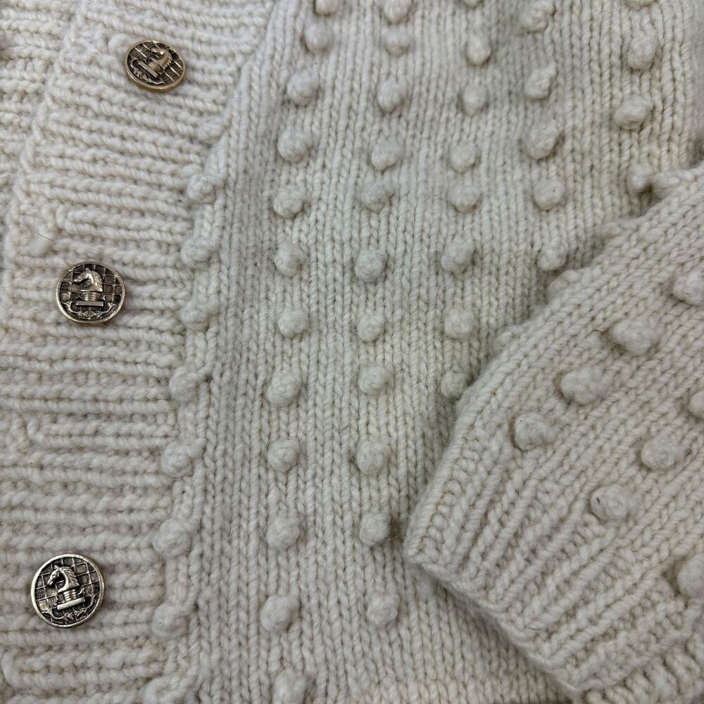 1970's cream pure natural Portuguese wool hand knit open cardigan - Picture 8 of 16